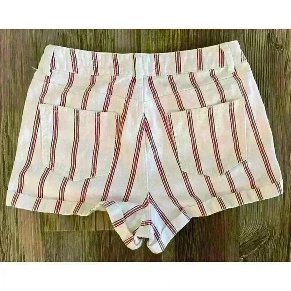 Pacsun Mom Short Women’s Size 28 Patriotic Red White Blue Striped Denim Cuffed - Picture 2 of 9